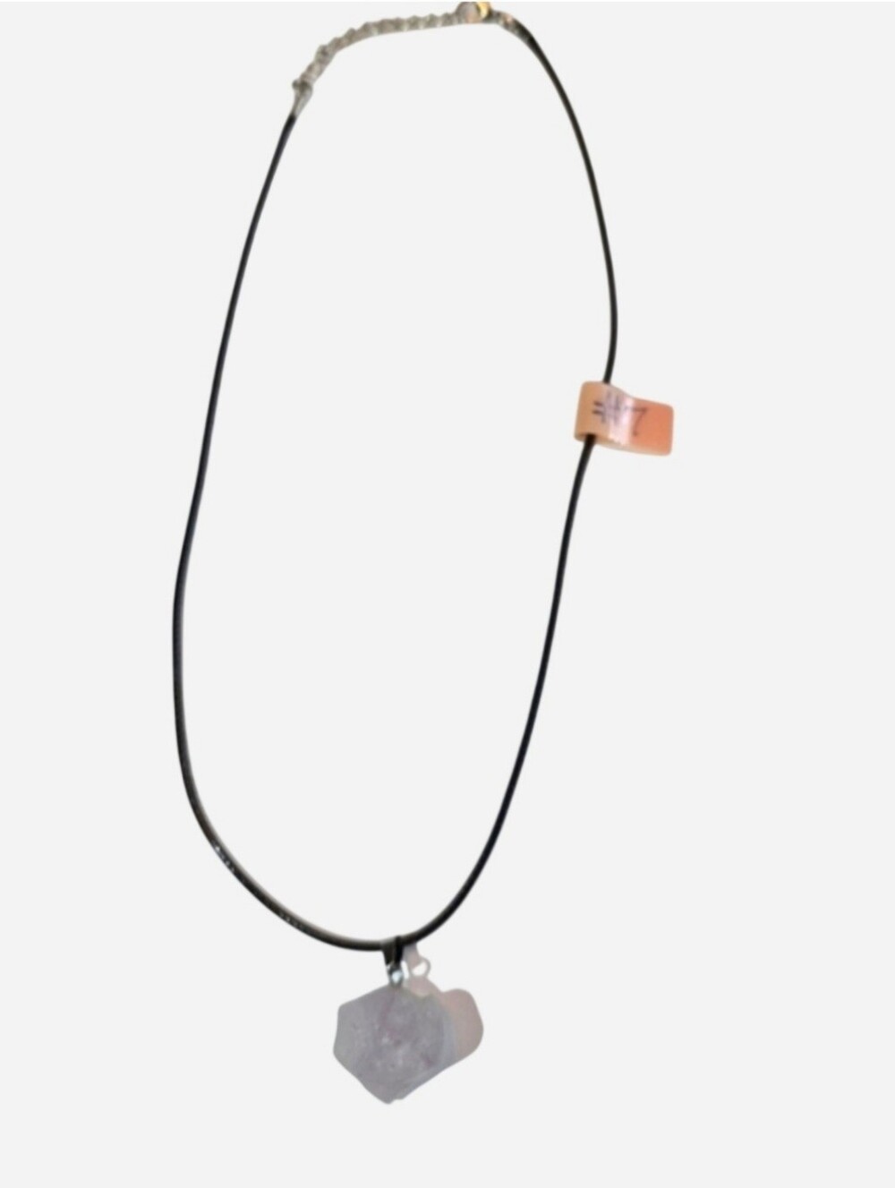 Natural Raw Amethyst Crystal Necklace with Black Faux Leather Cord